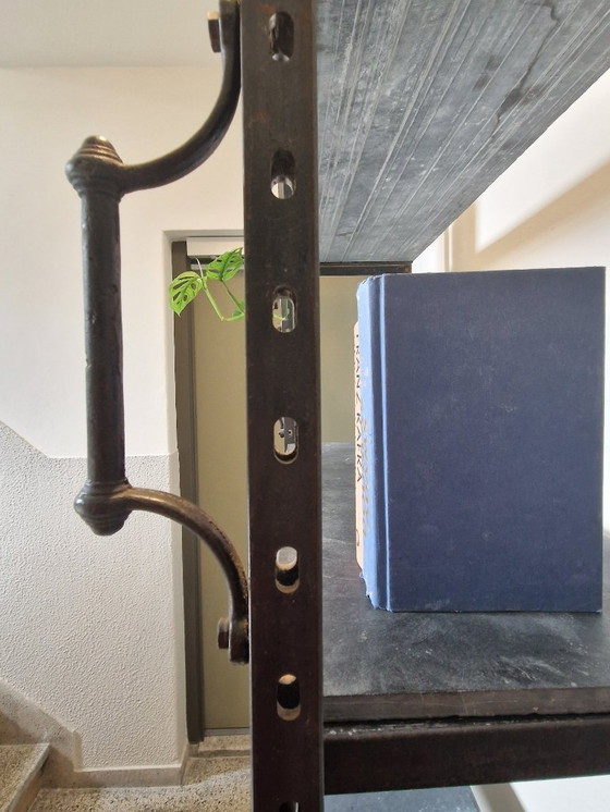 Image 1 of 2 pieces vintage, art deco heavy shelving units with slate shelves