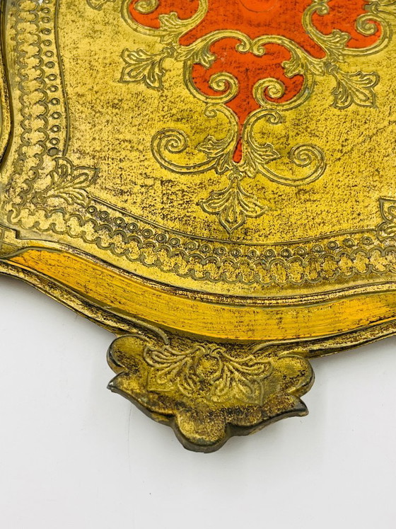 Image 1 of Grande vassoio fiorentino, stile barocco, oro giallo, vintage anni '70