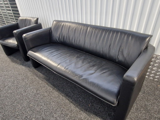 Leolux leren bank + stoel