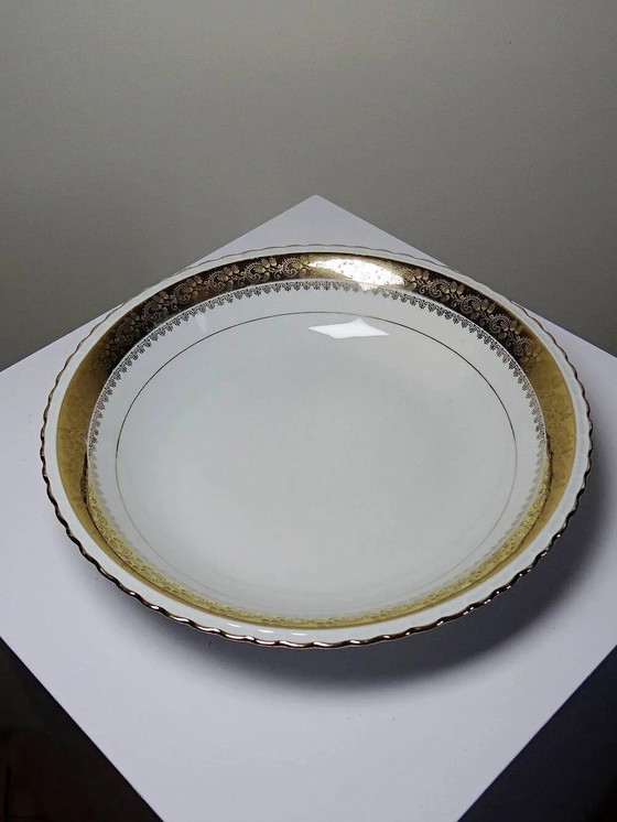 Vintage deep plate in gilded Limoges porcelain, ADP L Royal – Crockery, Gold (photo 12 of 12)