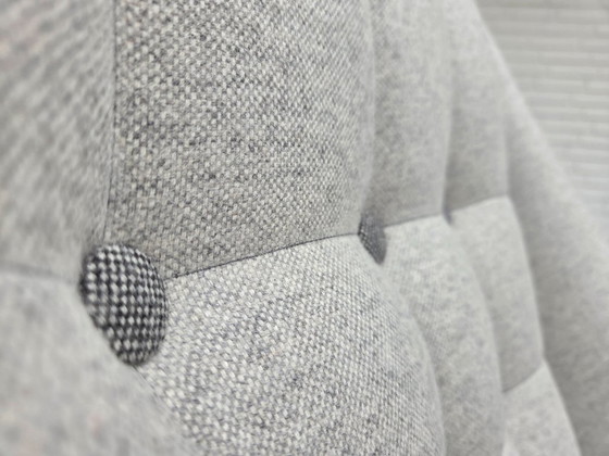 Image 1 of 1970er Jahre, dänischer Sessel mit hoher Rückenlehne und Hocker, Wolle, Teakholz.