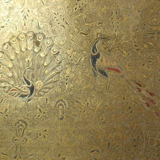 Image 1 of Vassoio orientale in ottone a forma di pavone