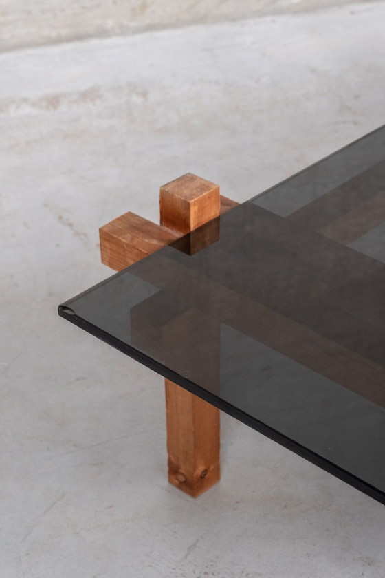 Image 1 of Tavolino da caffè di metà secolo in legno/smalto fumé