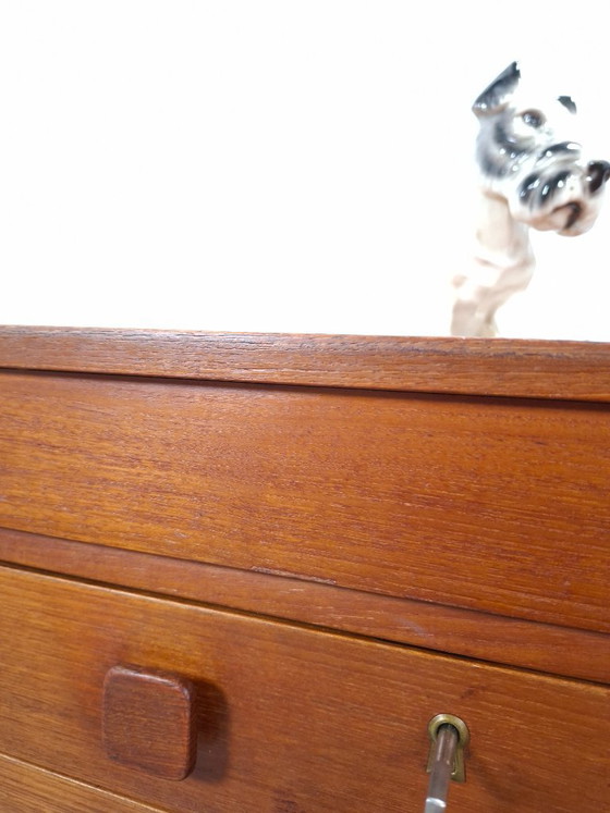 Image 1 of Teak vrijstaand bureau met lade uit Denemarken