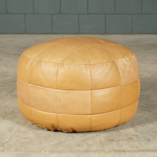 Pouf en cuir vintage - 1970