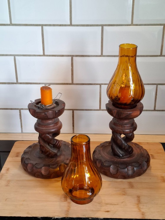 Image 1 of Pair of brutalist candlesticks