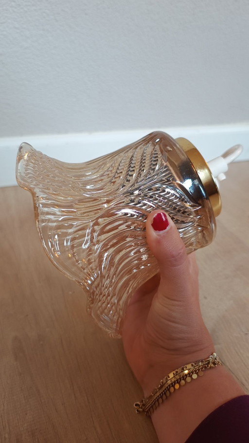 Lampe suspendue en verre pressé Vintage Danish Design en forme de cloche 1970