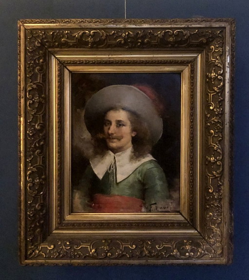 Oil on panel by François Maury (1861–1933) Portrait of a Musketeer – French School, late 19th century