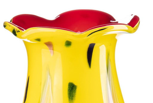 Glasvase im Muranostil gelb-rot