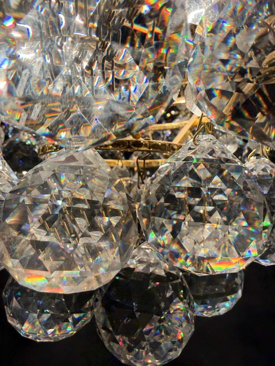 Image 1 of Lámpara de techo/araña con pantallas de cristal de Ernst Palme, Hollywood Regency, Alemania, década de 1960