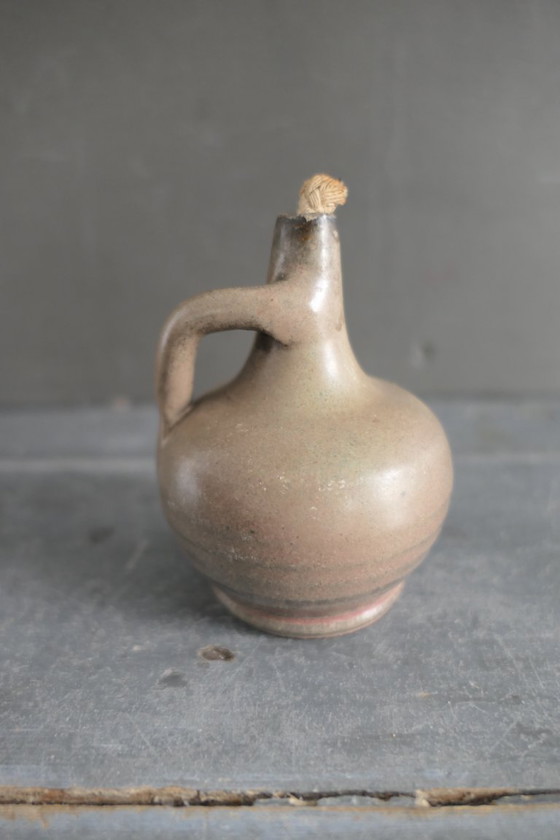 Image 1 of Vintage Set of 3 Ceramic Oil Lamps in Brown Shades