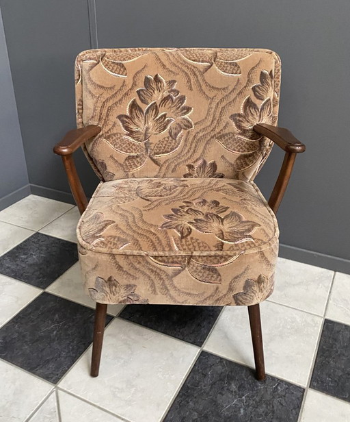 Cocktailstuhl mit Armlehnen, Blumenmuster, 1960er Jahre