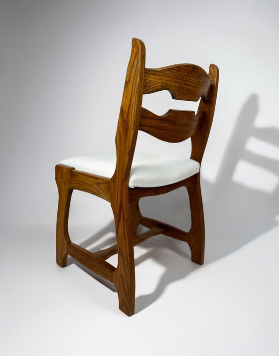 Set van 6 Belgische brutalistische eikenhouten eetkamerstoelen, jaren 70 – Wood (photo 7 of 9)