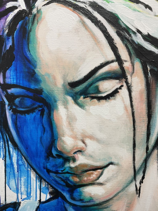 Angie - painting in acrylic on linen by Rene Rikkelman