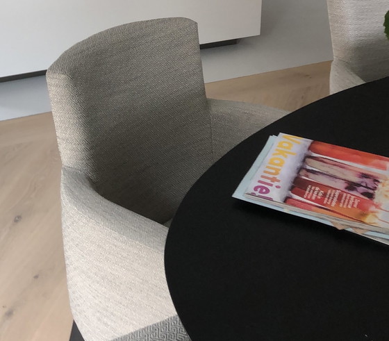 Image 1 of Black solid oak dining table with 10 chairs