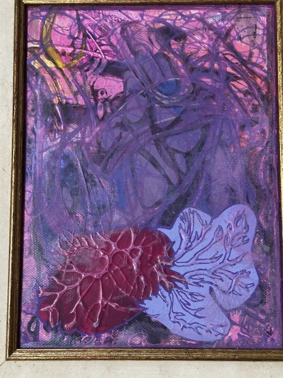 Abstract painting signed Bernard Ledain (1944–2024), mixed media on canvas – Paintings & Drawings (photo 12 of 15)