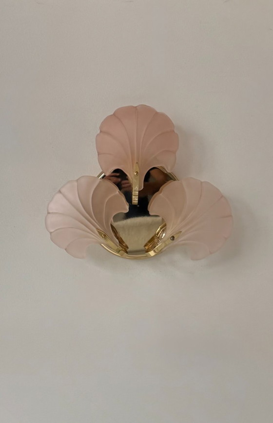 Image 1 of Applique vintage con conchiglie, vetro ambrato e ottone, Francia, 1970