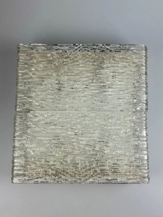 Image 1 of Lampada da soffitto in vetro ghiacciato anni '60-'70 di Kaiser Leuchten Germania