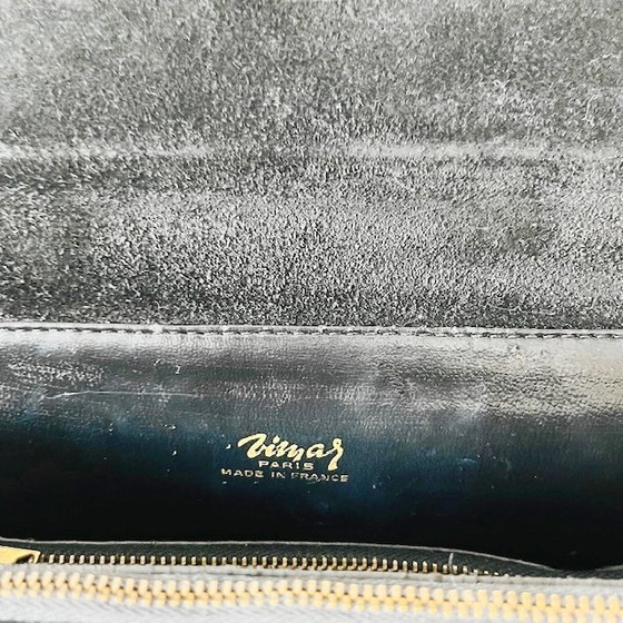 Image 1 of Borsa vintage in vernice nera con stampa coccodrillo Vimar Paris, anni '60