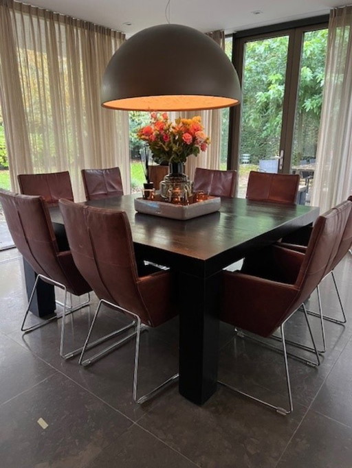 8x Label Donna dining chairs, buffalo leather, very good condition for 3750 euros (unit price 469 euros), only for sale as a set
