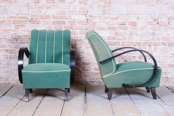 Pair of Original Art Deco Armchairs, Jindrich Halabala, UP Zavody, Czech, 1930s – Textile, Wood (photo 4 of 8)