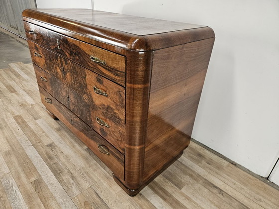 1940s Art Decò walnut chest of drawers, Wood, Brown, Klassiek (photo 2 of 24)