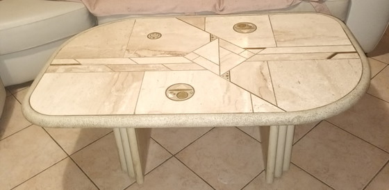 Image 1 of Rare Renato Zevi for FEDAM Coffee Table – 1970s Hollywood Regency – Adjustable Height