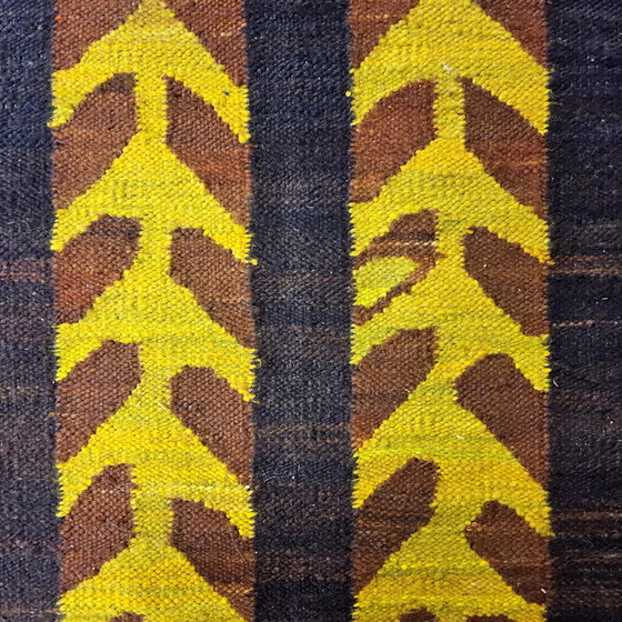 Image 1 of Vintage wollen Design Kilim Tapijt Maria Janowska (Zachód) zonsondergang (Poolse kunst)