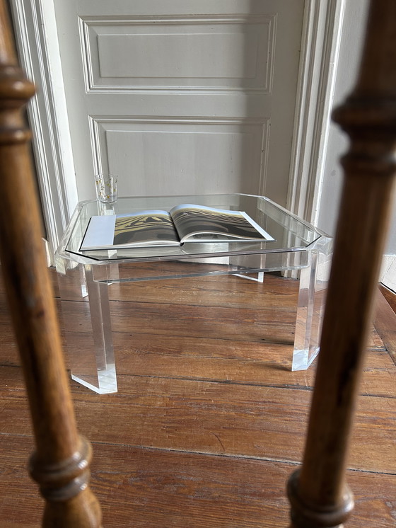 Image 1 of Tavolino da caffè ottagonale in acrilico e vetro di David Lange – 1978