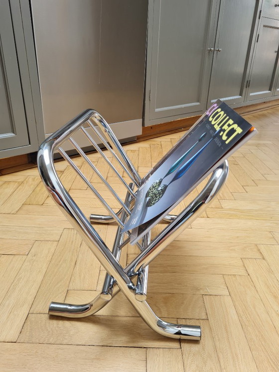 Image 1 of Chrome magazine rack, Zack Design, 1980s