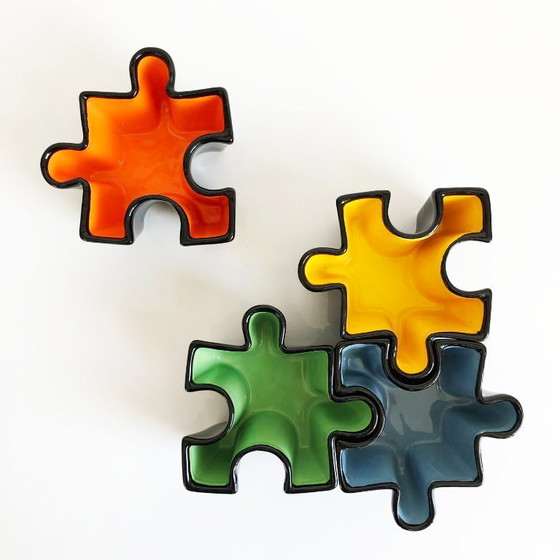 Image 1 of Set of ceramic puzzle trinket trays. Italy, 1980s