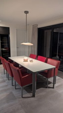 Complete set of 6 genuine LEATHER designer dining chairs