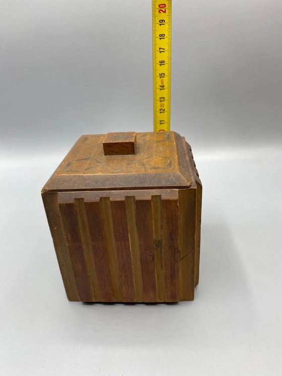 Vintage, uitgesneden houten kubusdoos – handgemaakt decoratief object uit de jaren 70 – Decoratieve objecten (photo 4 of 5)