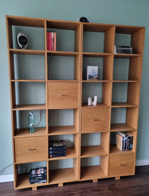 Teak houten kast vakkenkast boekenkast wandmeubel 