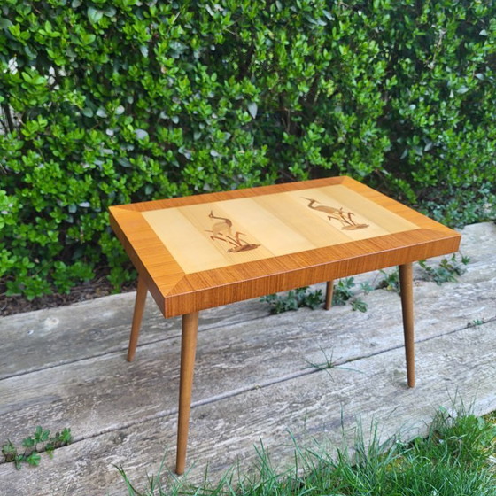 Image 1 of Vintage bijzettafel met vogelmotief, jaren 60-70