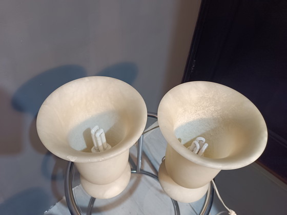 Image 1 of 2x Vintage Albasten Tafellamp Uit Spanje – Uniek Design