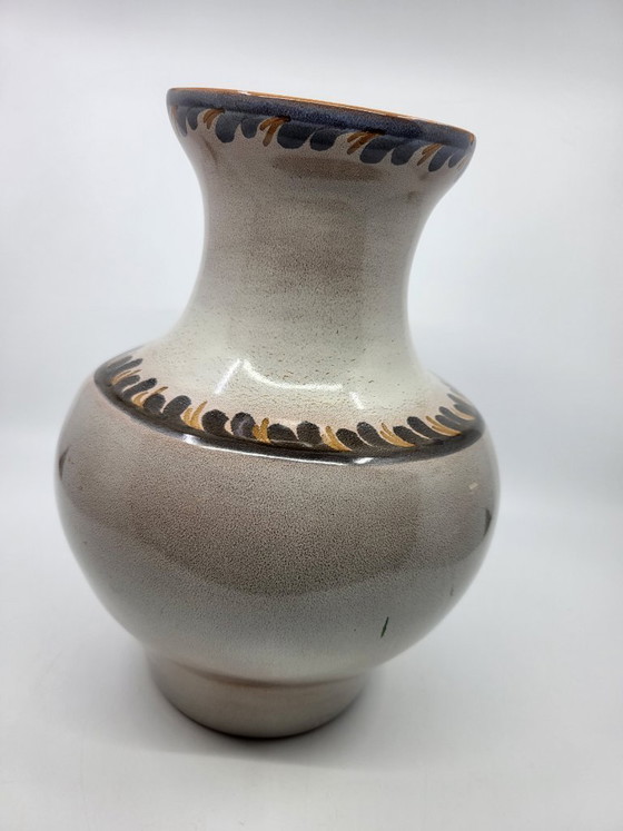 Image 1 of Jean de Lespinasse vaas/werper, met de hand versierd keramiek, Frankrijk, vintage