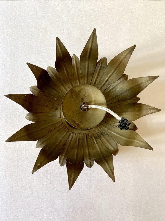 Image 1 of Ceiling light, Hans Kögl, sunflower model in gilded metal, 1950s