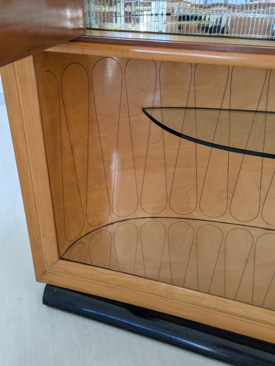 Image 1 of Dassi - Vittorio Dassi - Table d'appoint - Cristal, Bois, Laiton - Intérieur miroir