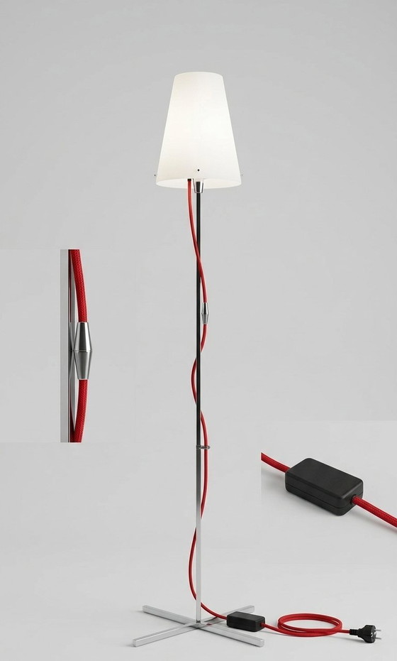 Image 1 of  Vintage chromen vloerlamp: Hannes Wettstein - NEMO Thuban Terra