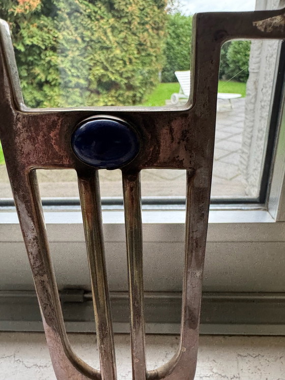 Pair of Art Deco Style Candle holders by Gunther Lambert, Silver-plated with Lapis Lazuli (Set of 2) (photo 7 of 7)