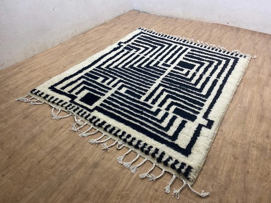 Traditioneel handgeweven Berberkleed, zwart-wit, maat 3/3 meter – Accupunto, Vloerkleden en tapijten, Wool (photo 6 of 9)