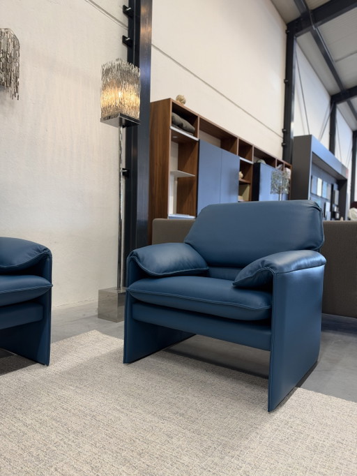 Leolux Bora Beta fauteuil blauw leer