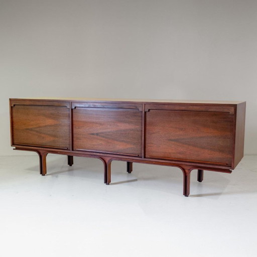 1x 1950s Frattini for Bernini Italian Modern Sideboard – Wood Sliding Doors