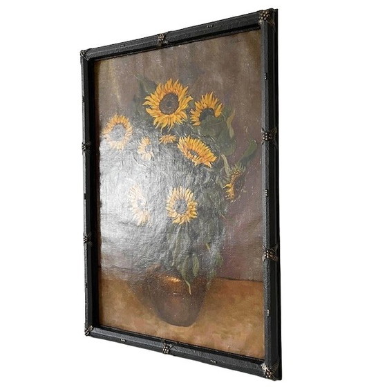 Image 1 of Antike XL Gemälde Sonnenblumen Ölfarbe M. Bertels 1920s