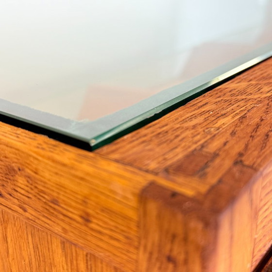 Image 1 of Vintage Eikenhouten Vitrine Toonbank Met 12 Lades