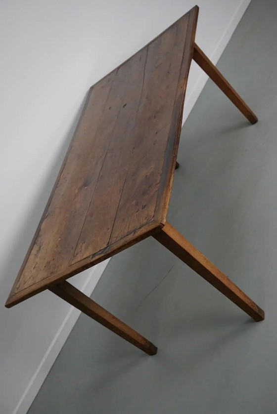 Image 1 of Mesa de comedor rústica francesa de madera de olmo, siglo XX