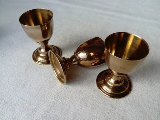 Servizio da caviale in ottone e vetro soffiato