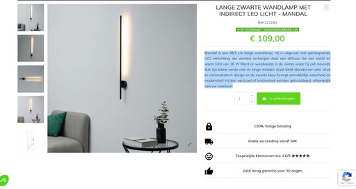 KOSILAMP - Longue applique noire à lumière LED indirecte - Mandal