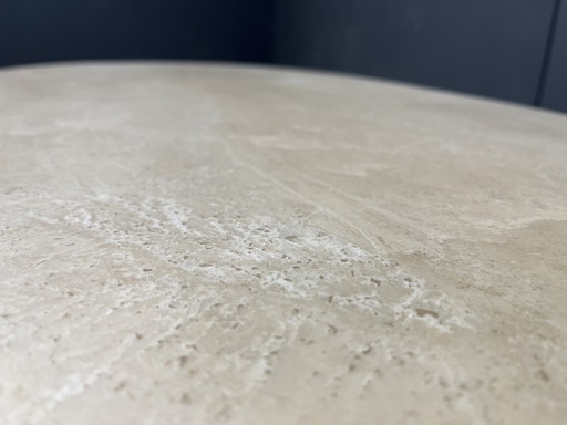 Vintage oval travertine coffee table, 970s